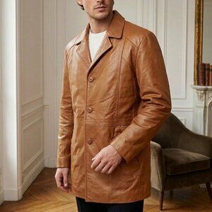 Clipper Mist By Londontown Men's Brown Leather Jacket Size 42R